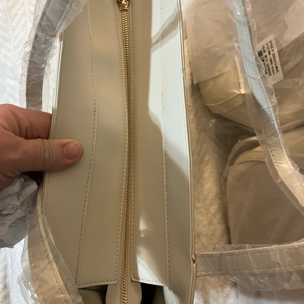 NWT Cavalli Class Large Sandra Shopper Tote Bag Satchel White Asparagus - Picture 5 of 9